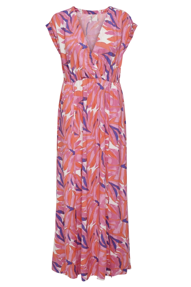 ONLMINDY S/S V-NECK MAXI DRESS WVN 15359140 CLOUD DANCER/VIVID TROPIC